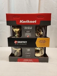Kwikset Combo Lockset Pack SmartKey Schloss Set 991cn 3 SMT CP K4 Gold NEU - Bild 1 von 8