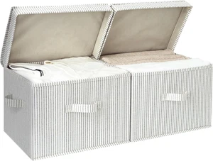 Fabric Storage Bins with Lid, Decorative Boxes for Shelves, Closet Organizer Bas - Picture 1 of 7
