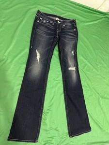 True Religion Jeans Womens 28 Blue Billy Bootcut Disco Stretch Faded Whisker Zip - Picture 1 of 7