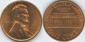 United States 1960 1 Cent [Large Date] Lincoln Memorial KM#201 Bronze - Picture 1 of 4