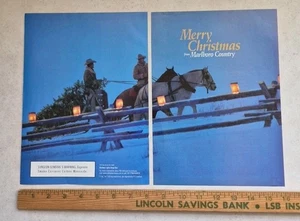 Marlboro Cigarettes Merry Christmas Cowboy Magazine Print Ad Vintage Double 2000 - Picture 1 of 4