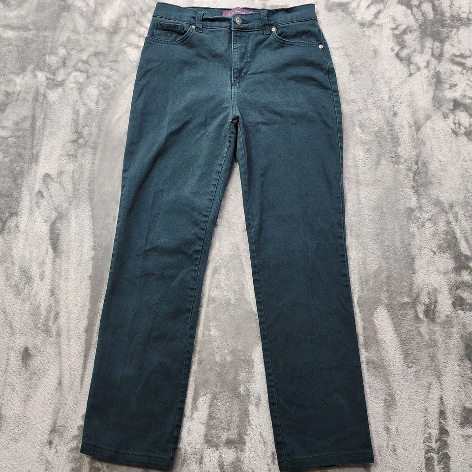 Jeans Gloria Vanderbilt para mujer 6 verdes Amanda tiro alto pierna cónica elastizada denim Foto 1 de 4