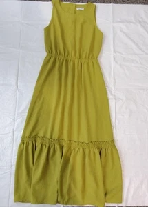 Calvin Klein Kleid Damen 8 Grün Ärmellos Maxi Stufensaum Struktur Polyester - Bild 1 von 10