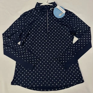 San Soleil Women's Golf Longsleeve Sun Shirt On Pins Navy Silver Size Large - Picture 1 of 3
