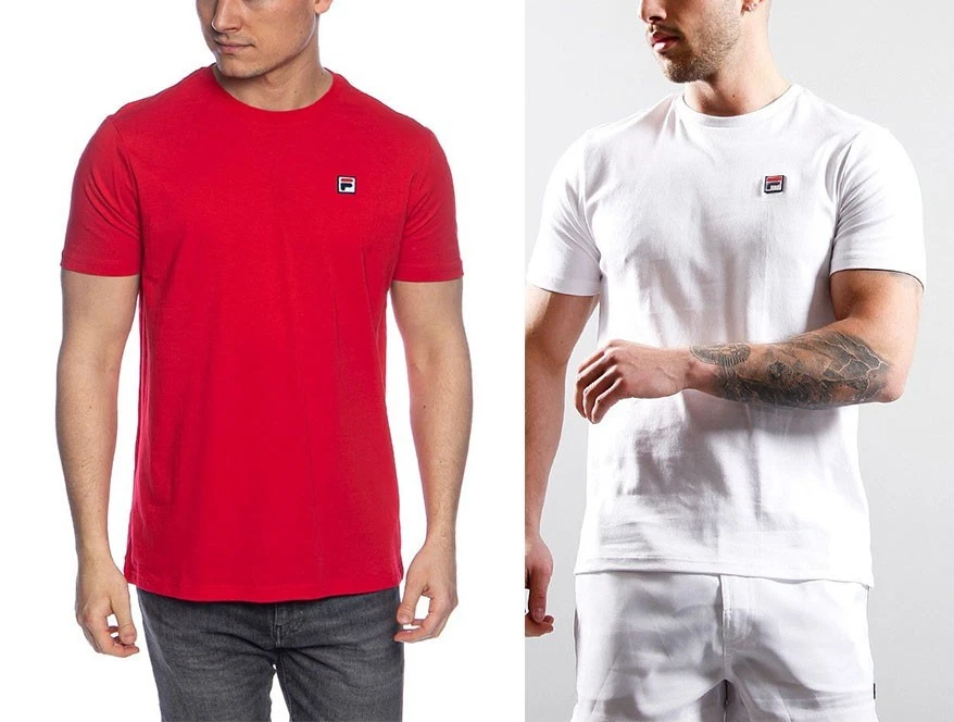 Fila Mens 80s style Vintage Retro Cotton Crew Neck White Red T shirt S to 4XL - Image 1 of 1