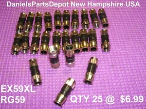 x25 PPC EX59XL RG59 COAX CRIMP END COMPRESSION MALE F CONNECTOR CATV SATV - Picture 1 of 10