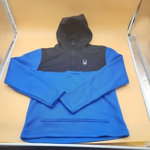 Spyder mens Small fleece lined pull over hoodie blue view measurements - Picture 1 of 5