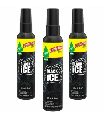 Little Trees Spray Car Air Freshener 3-PACK (Black Ice)