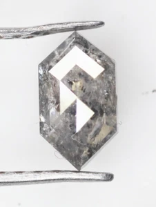 Natural Loose Hexagon Salt And Pepper Diamond Grey Color 0.39 CT 6.7 MM Hexagon - Picture 1 of 12