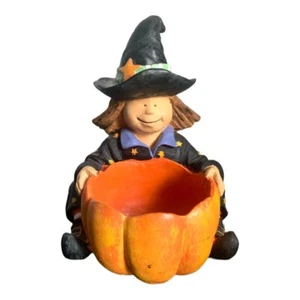 Harz Halloween Hexe Mädchen Süßigkeiten Schüssel 10" - Bild 1 von 4