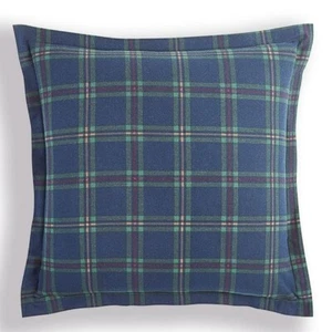 MARTHA STEWART COLLECTION Navy Plaid Holiday Flannel Sham, European - Picture 1 of 1