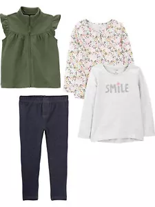 Girls 4-piece Top And Set Fashion Vest Floral/Olive 2T US - Picture 1 of 6