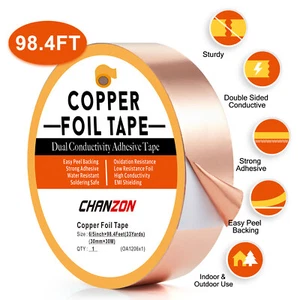 1.2" X 98.4 Feet Copper Foil Tape with Conductive Adhesive for Guitar Shielding - Picture 1 of 7