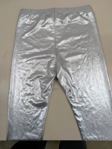 Pink Republic glänzende silberne Leggings volle Länge Größe M Neu mit Etikett - Bild 1 von 10
