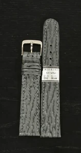 Rios 1931 Uhrenarmband Echt Haifisch grau mit silberner Schließe Leder NOS - Bild 1 von 3