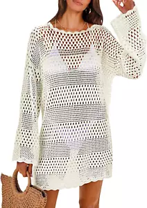 Women Swimsuit Crochet Swim Cover up 2025 Summer Bathing Suit Swimwear Mesh Knit - Picture 1 of 12