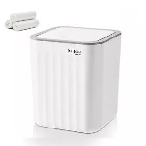 0.6 Gal Mini Desktop Trash Can with Lid, Small Square Countertop, White - Picture 1 of 7