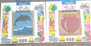 Two VTG Anchor Kids Needlepoint Kits DOLPHIN (1998) & APPLE (1996) Open Packages - Picture 1 of 9
