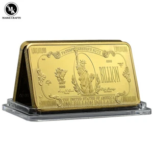 US One Million Dollars Gold Bar Gold Plated Metal Statue of Liberty Crafts Coin - Picture 1 of 13