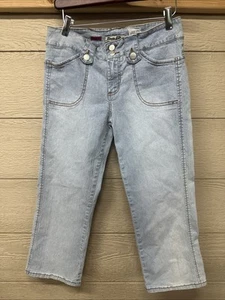 Paris Blues Soulmates Capris Women's Size 9 Blue Stretch Denim 28/20 Embroider - Picture 1 of 7