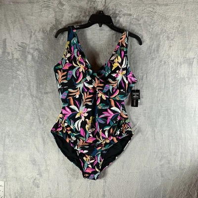 Traje de baño para mujer Island Escape 16 una pieza floral tropical con aros nuevo con etiquetas Foto 1 de 4