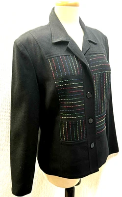 Chaqueta Blazer HOWARD WOLF Vintage 7264 con Puntada Multicolor Emb.  Talla 12 Foto 1 de 4