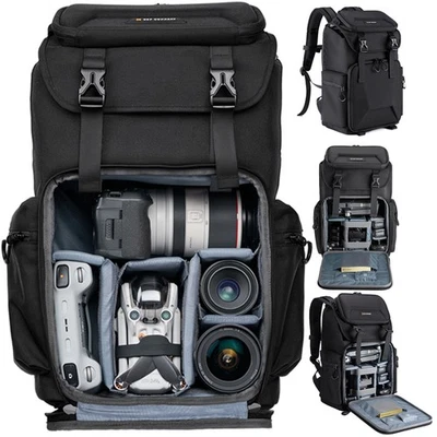 K&F Concept Camera Backpack Hard Shell Photography Bag w/ Rain Cover Holder - Image 1 of 4