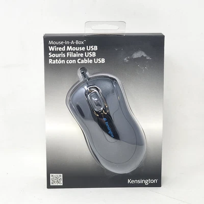 Kensington Optical Wired Mouse USB 2.0 Scroll Wheel Black Brand New Sealed - Image 1 of 4