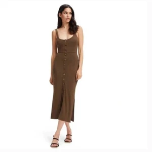 Good American Button Front Midi Sleeveless Dress - Picture 1 of 12