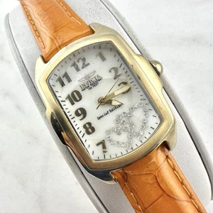 Scratched Women’s Invicta 0863 Lupah MOP Dial, Orange Strap - Has New Battery - Picture 1 of 17