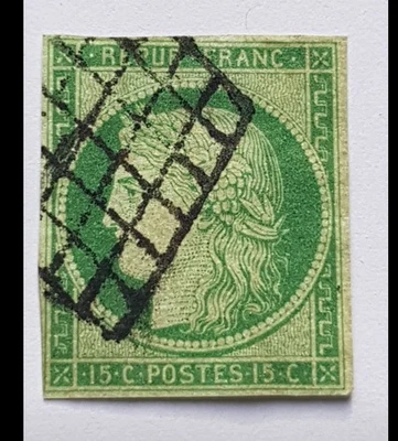 Timbre Classique De France, Cérès N 2, Oblitérer Grille.  - Photo 1/4
