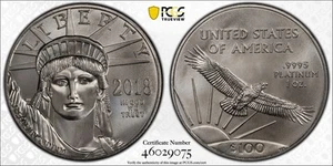U.S. 2018-W $100 LIBERTY PLATINUM EAGLE COIN, 1 OUNCE , PCGS CERTIFIED MS-69 - Picture 1 of 5