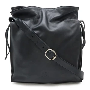 LOEWE Flamenco Anagram Shoulder Bag Nappa Leather Black Silver Crossbody - Picture 1 of 7