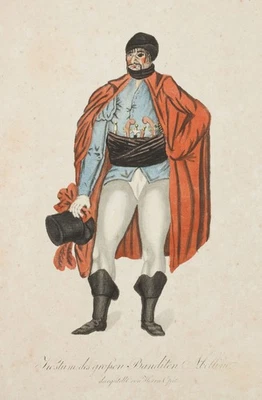Kostüm des Banditen Abellino, Opitz, Radierung Figürlich Unbekannt (19.Jhd) - Bild 1 von 4