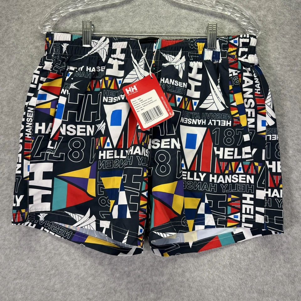 Helly Hansen Newport Swim Trunks Mens Large Navy Burgee Sailing Nautical - Image 1 of 4
