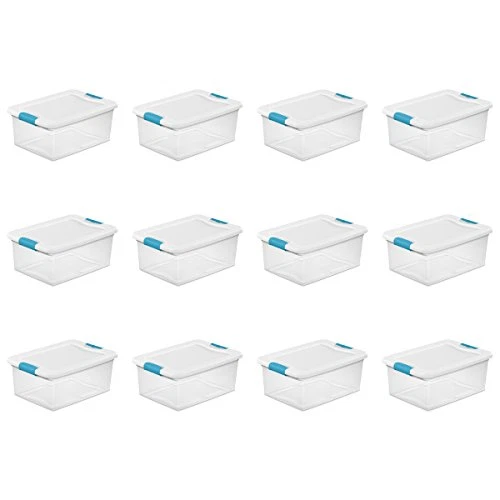 Sterilite 14948012 15 Quart Plastic Latching Box, White - 12 Count