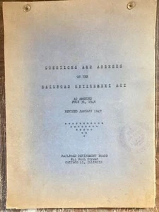 1947 RAILROAD BOARD QUESTION ANSWERS RAILROAD RETIREMENT ACT RULES REGULATIONS++ - Picture 1 of 2