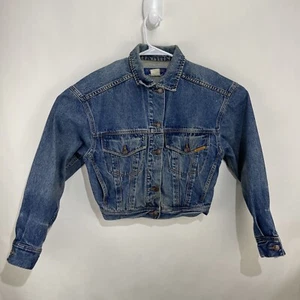 Jordache Basic Vintage Blue Jean Jacket Cropped Women's Size S M Distressed  - Picture 1 of 24