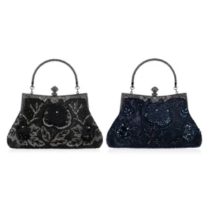 Elegant Frame Women Formal Beaded Evening Purses and Handbags Bridal Sequins - Picture 1 of 9