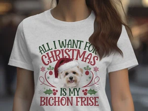 Xmas T-Shirt Weihnachten TShirt Bichon Frise Hund Xmas Tee Holiday Shirt - Bild 1 von 7
