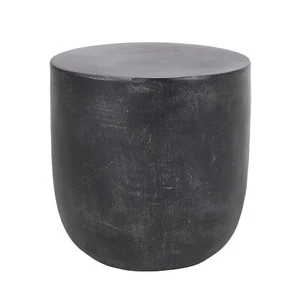 Outdoor Lightweight Concrete Side Table Black Modern Contemporary Round Water - Picture 1 of 4