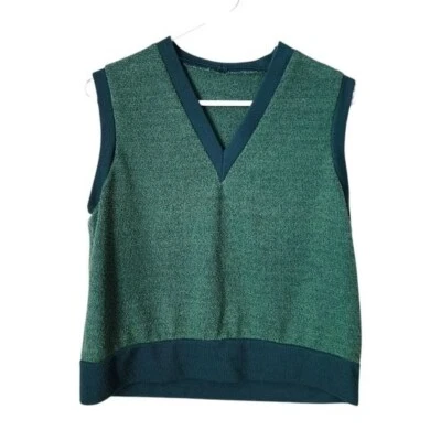 Chaleco cuadrado recortado tejido verde vintage años 70 verde bosque verde Foto 1 de 4