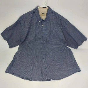 Haggar Men's Navy and White Check Short Sleeve Dress Shirt XL - Wrinkle Free - Picture 1 of 5