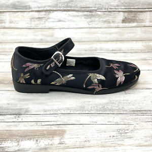 T.U.K. Women's Size 11 US Mary Jane Textile Dragonfly Vintage Flats Shoes