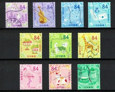 JAPAN 2023 LETTER WRITING DAY (ANIMALS DESIGN) 84 YEN COMP. SET 10 STAMPS USED - Image 1 of 4