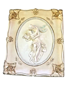 Rare Alexander Backer ABCO 3D Hanging Plaque Art Victorian Couple 14 x12 Vintage - Picture 1 of 16