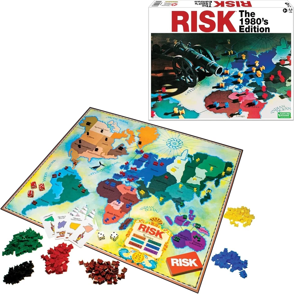 Risk The 1980's Edition Board Game -  Family Game Night Kids 8+ & Adults - Image 1 of 4