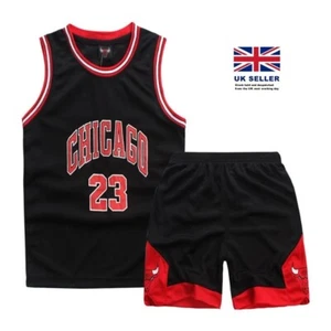 Kids Chicago Jordan Basketball Jersey 2 Pcs Sports Kit Tank Top Shorts 14-16 - Picture 1 of 8