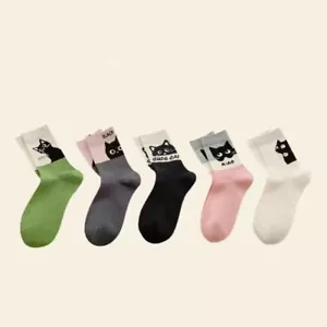 Letter Cute Cat Ankle Socks Meow Medium Tube Socks Cartoon Anime Socks Girls - Picture 1 of 12