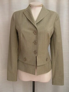 NWT ECCOCI size 4 VINTAGE TAN BEIGE WOOL PINSTRIPED JACKET BLAZER - Picture 1 of 4